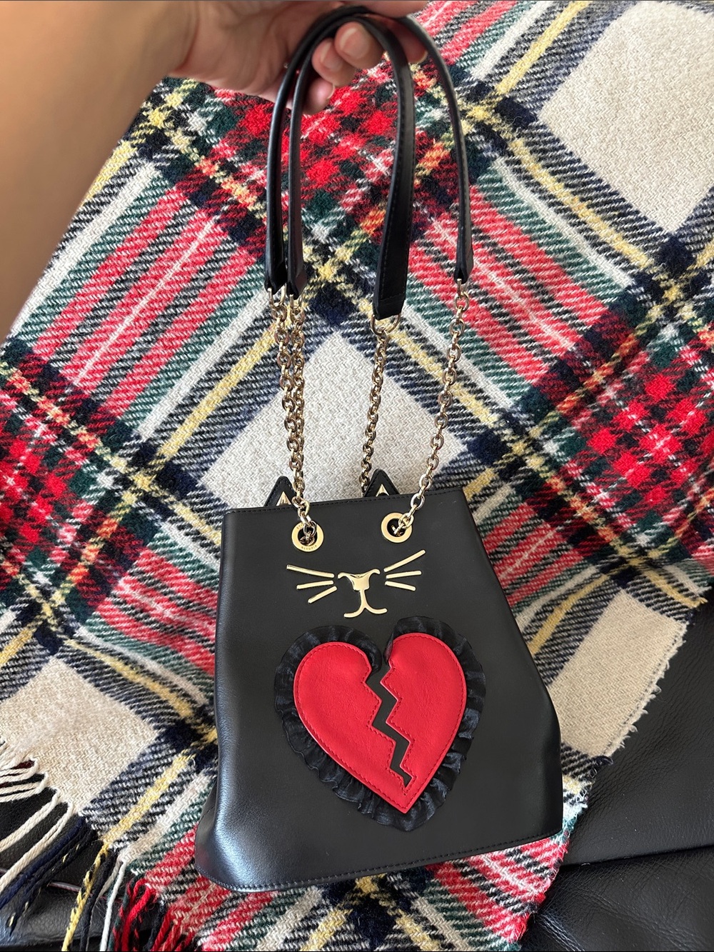 Charlotte Olympia Broken Heart Feline Bucket Bag - Picture 2 of 10